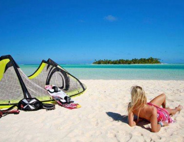 Resting next to the kite 